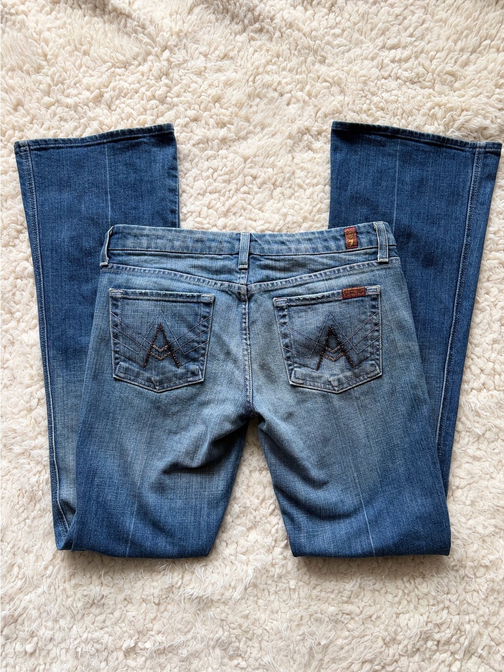 Y2K 7 For All Mankind Rhinestone A-Pocket Bootcut Jeans Size 28 x 34